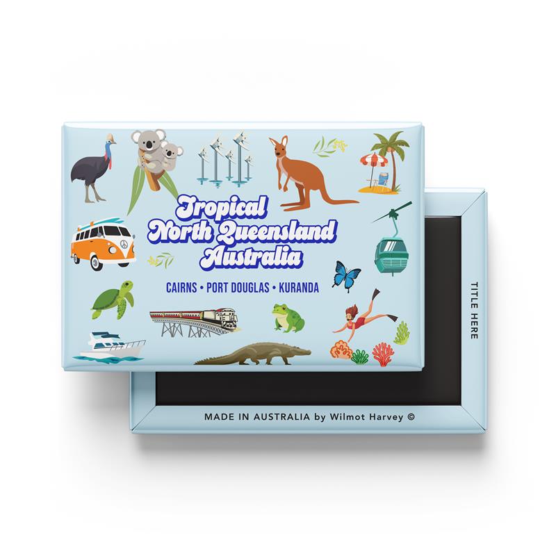 Tin Fridge Magnet - North Queensland Icons