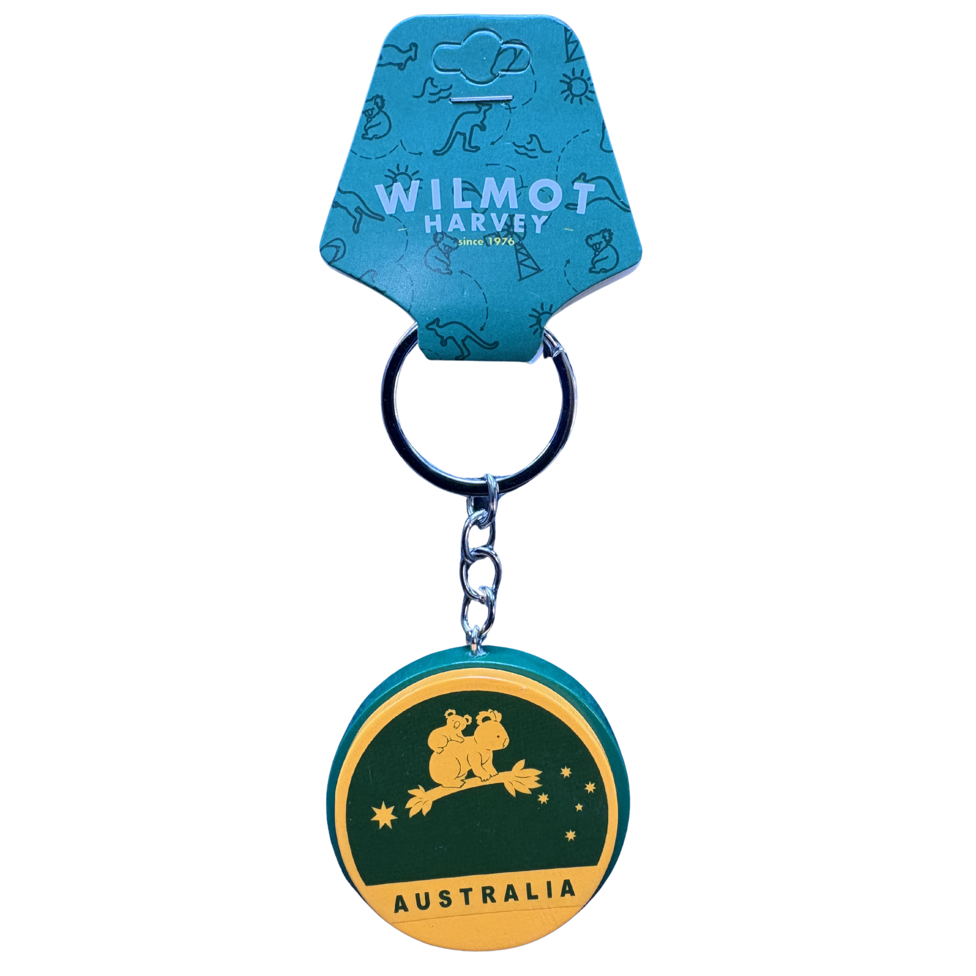 Timber Keyring - Koala Green and Gold Circle