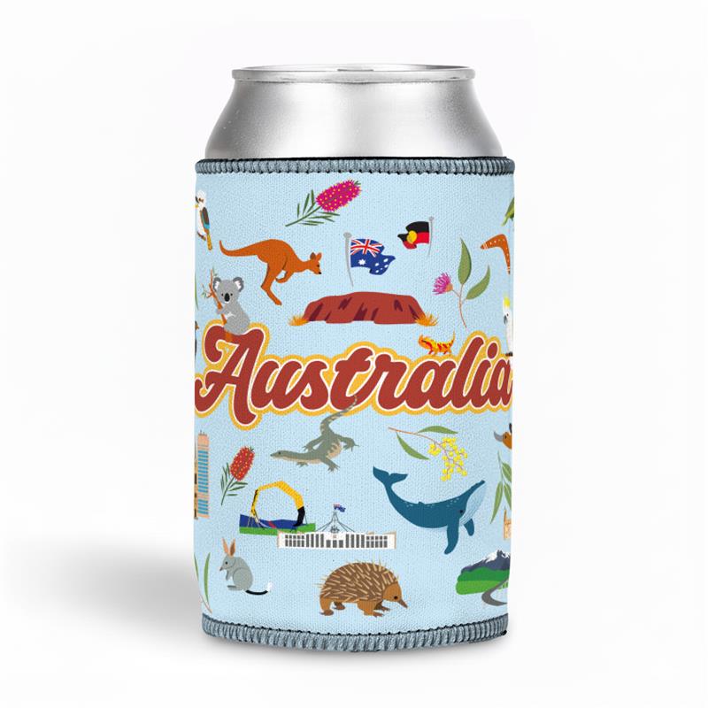 Stubby Holder - Australia Icons Blue