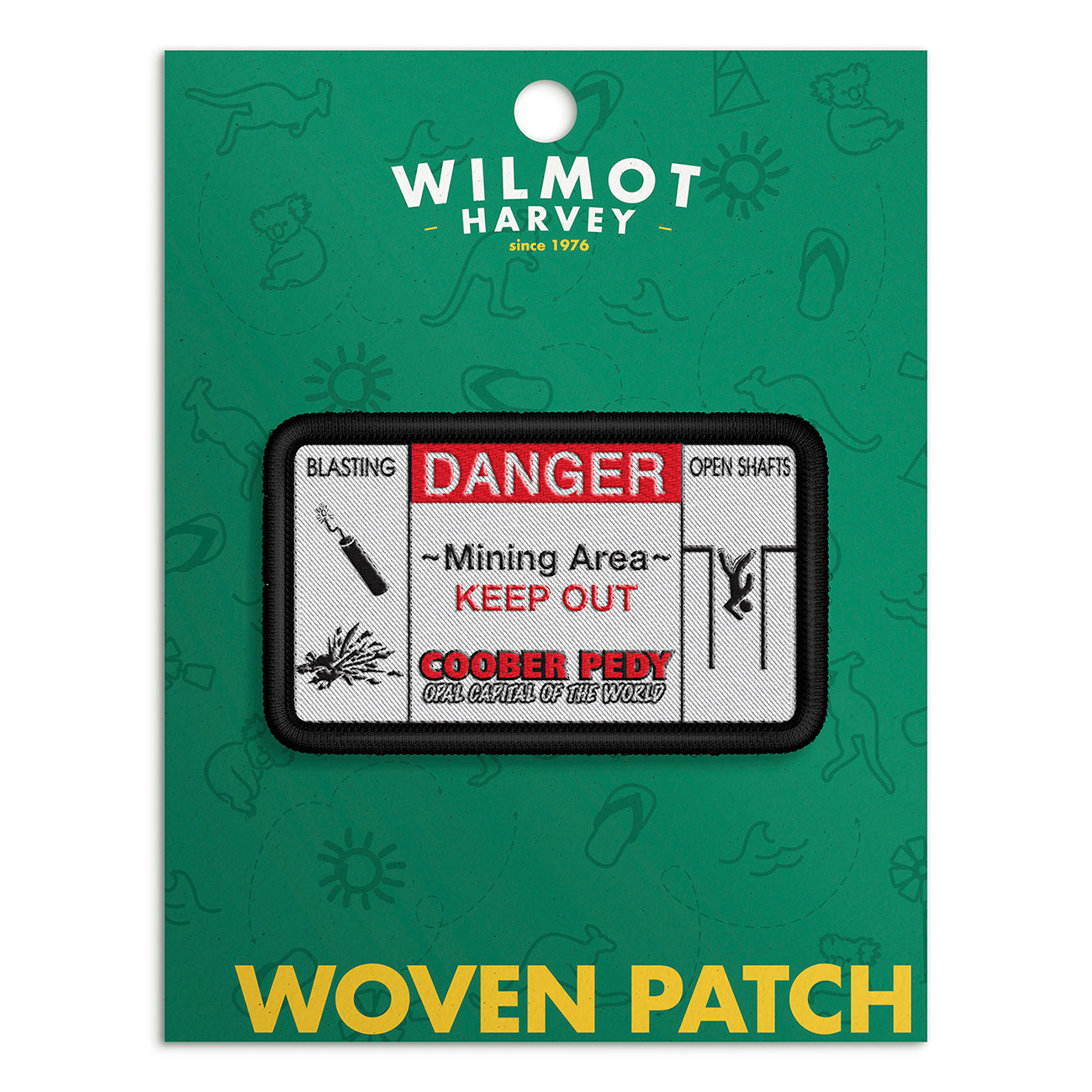 Woven Patch - Coober Pedy Danger Mining Black - Wilmot Harvey