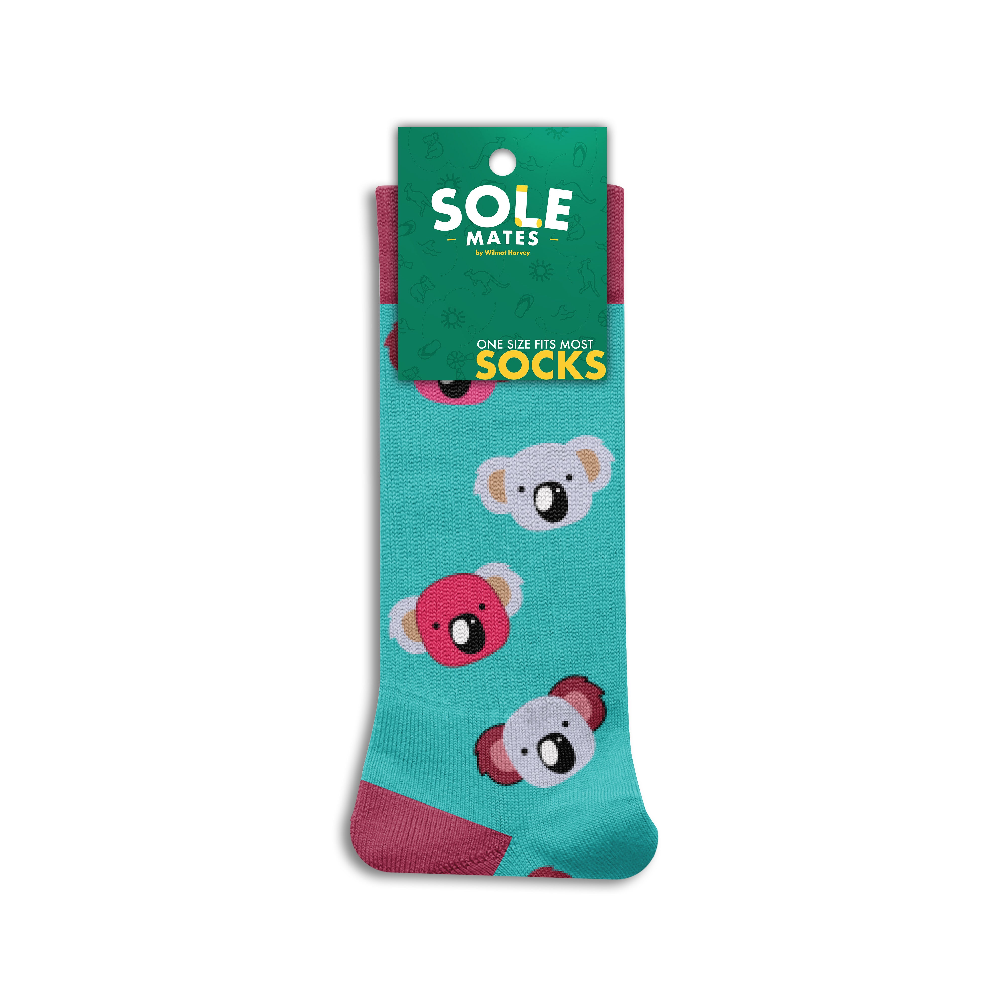 Sole Mates Socks - Koala Head Turquoise - Wilmot Harvey
