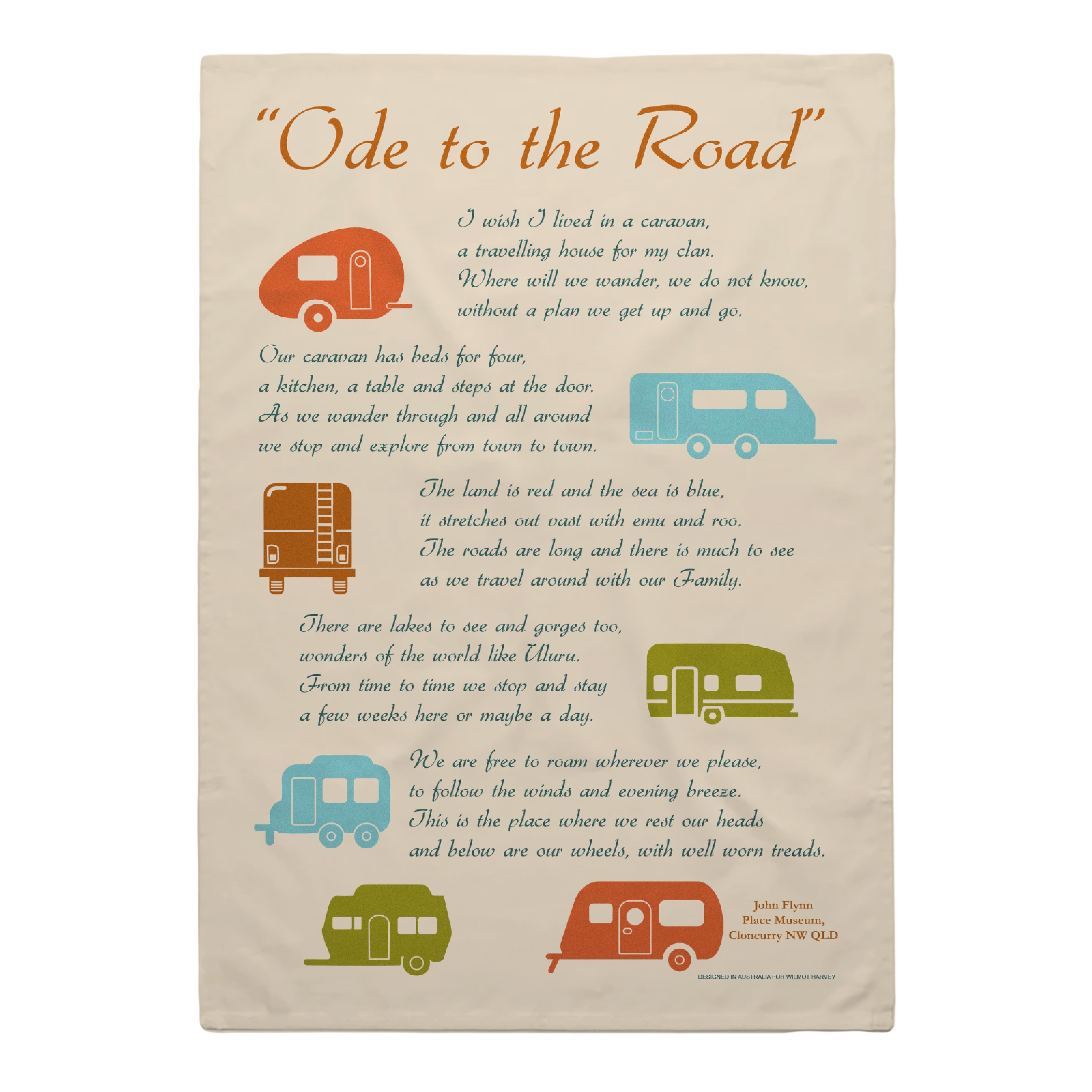 Tea Towel - Ode to the Road Caravans - Wilmot Harvey