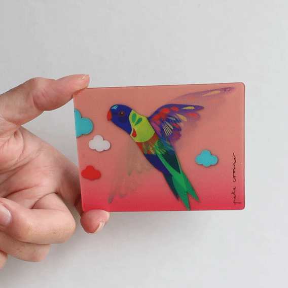 Pete Cromer 3D Postcard - Rainbow Lorikeet