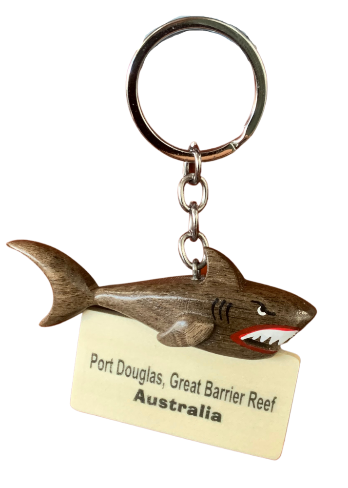 Timber Keyring - Shark "PORT DOUGLAS"
