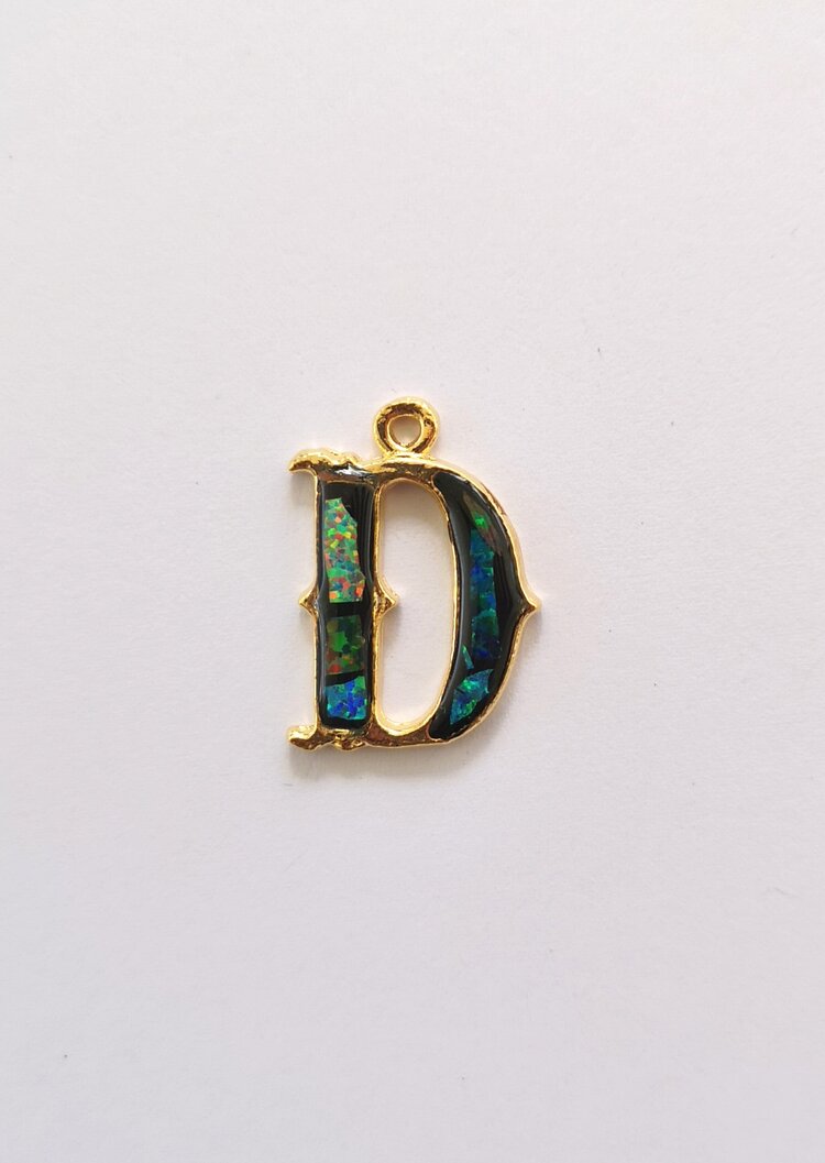 Sliced Opal Pendant - Initials