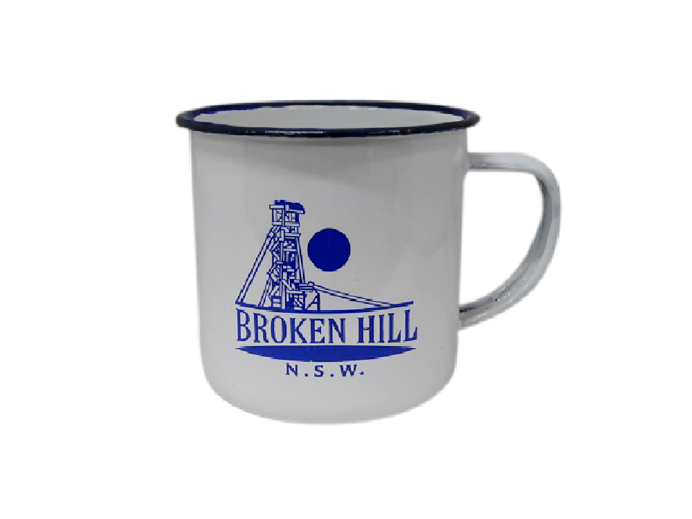 Broken Hill 8cm Enamel Mugs (3 colours) - Wilmot Harvey Gifts & Souvenirs