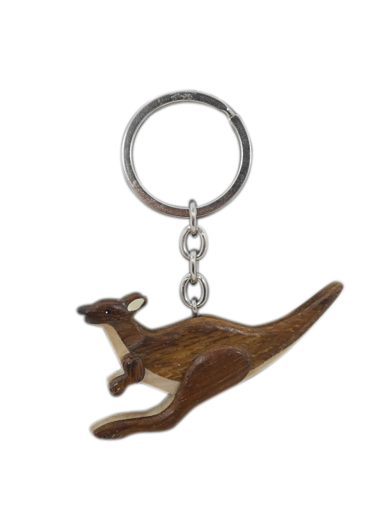 Timber Keyring - Kangaroo Flying - Wilmot Harvey Gifts & Souvenirs