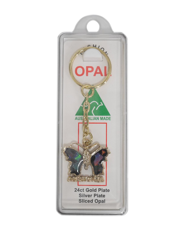 Sliced Opal Keyring - Butterfly - Wilmot Harvey Gifts & Souvenirs