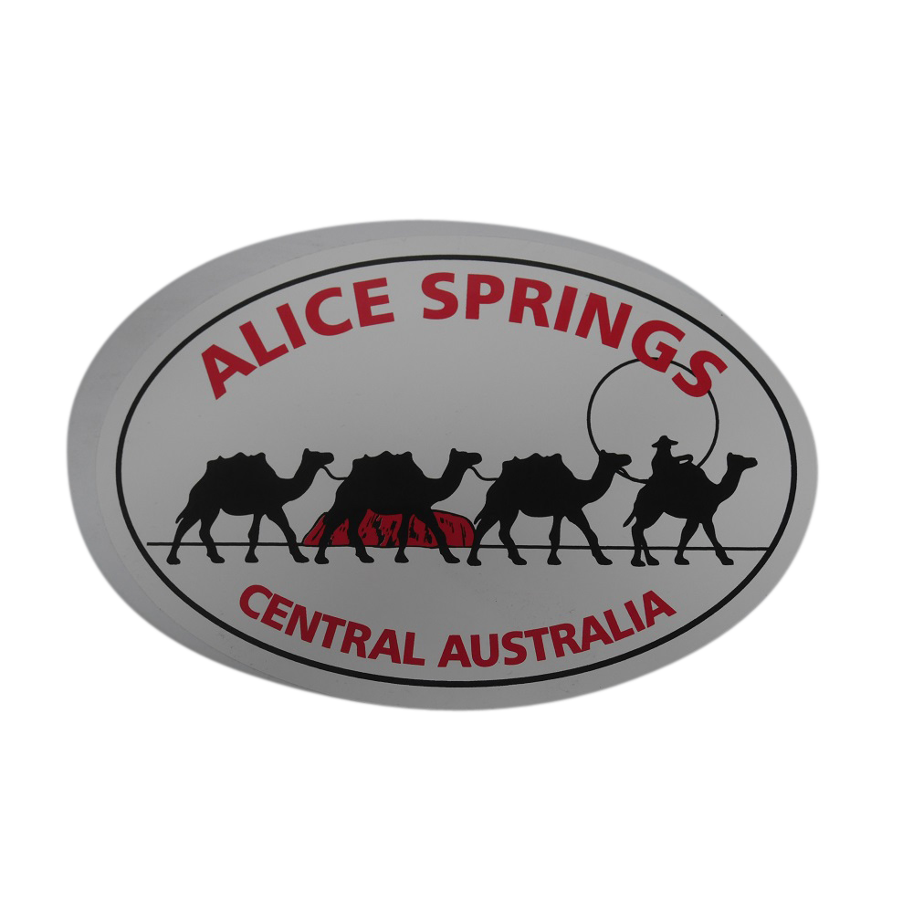 Alice Springs 4 Camels Oval Sticker - Wilmot Harvey Gifts & Souvenirs