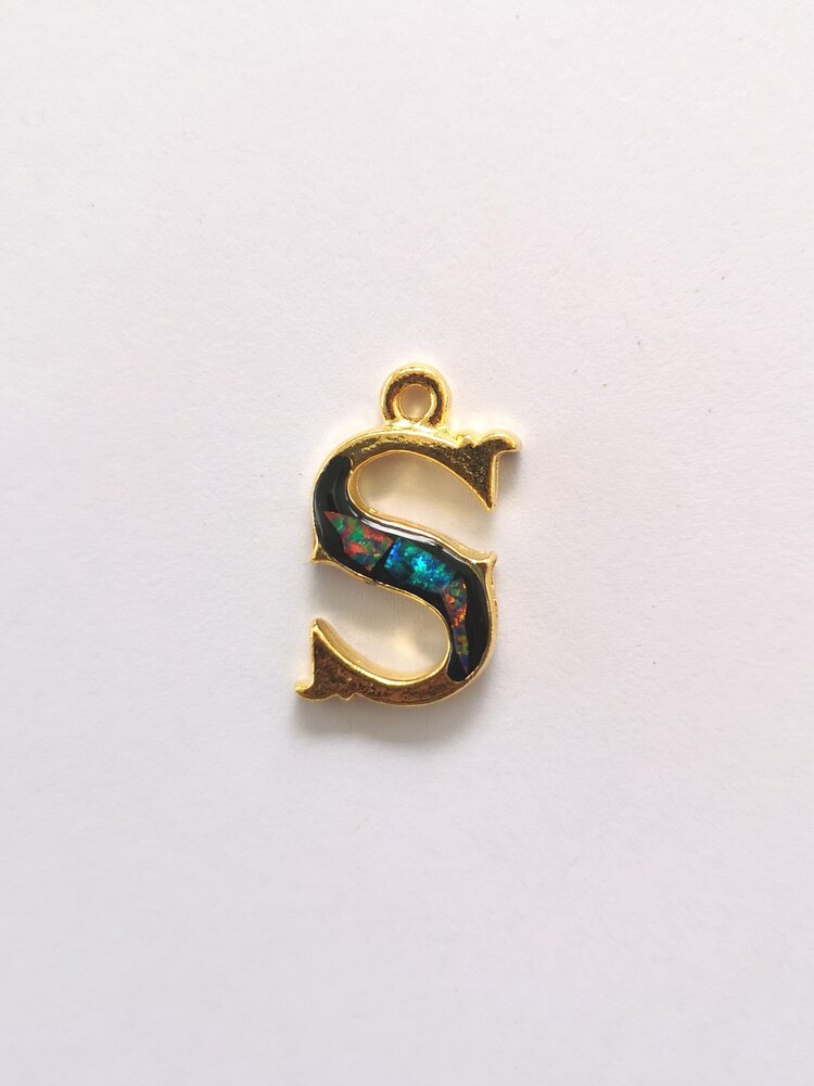 Sliced Opal Pendant - Initials